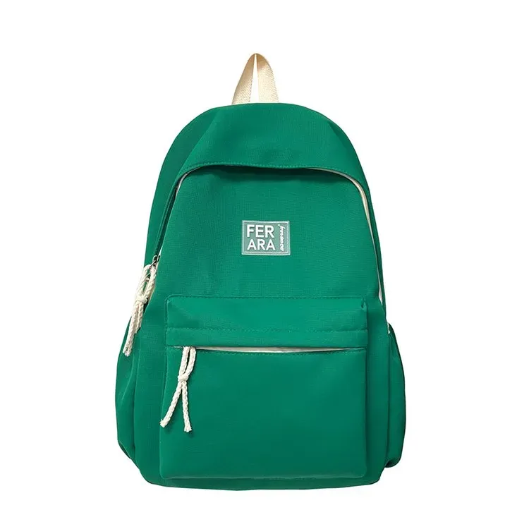 Tas Ransel Wanita Bahan Nylon Polos Warna Hijau Bentuk Kotak Tali Panjang Grosir Import