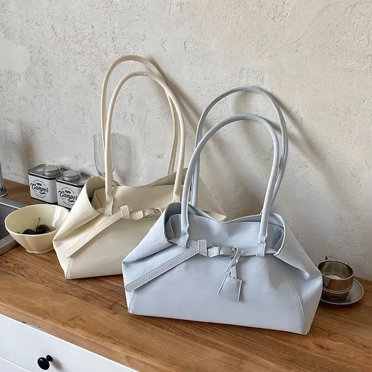 Tas Selempang Wanita Bahan PU Sintetis Polos Warna Putih Bentuk Kotak Tali Grosir Import