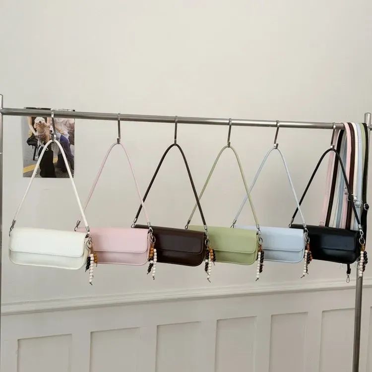 Tas Selempang Wanita Bahan PU Sintetis Polos Warna Putih Bentuk Kotak Tali Grosir Import