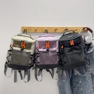 Tas Ransel Wanita Bahan Nylon Polos Warna Hitam Bentuk Kotak Tali Lebar Resleting