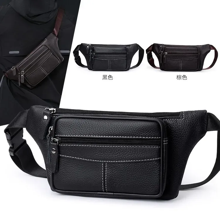 Tas Selempang Pria Bahan Kain Polos Warna Hitam Bentuk Kotak Tali Lebar Resleting Grosir Import