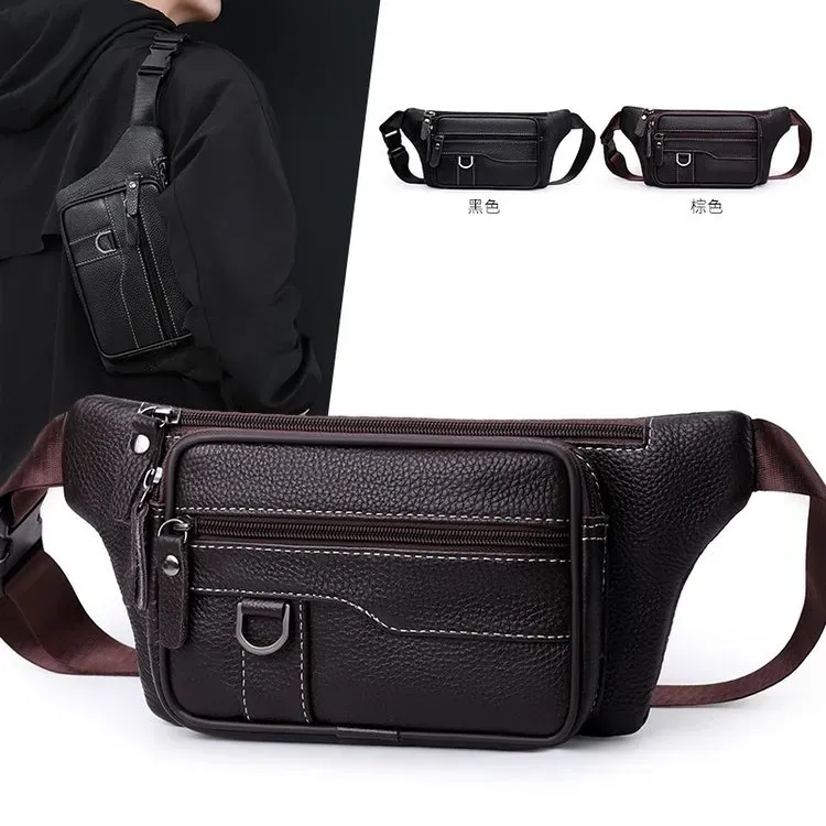 Tas Selempang Pria Bahan Kain Polos Warna Hitam Bentuk Kotak Tali Lebar Resleting Grosir Import