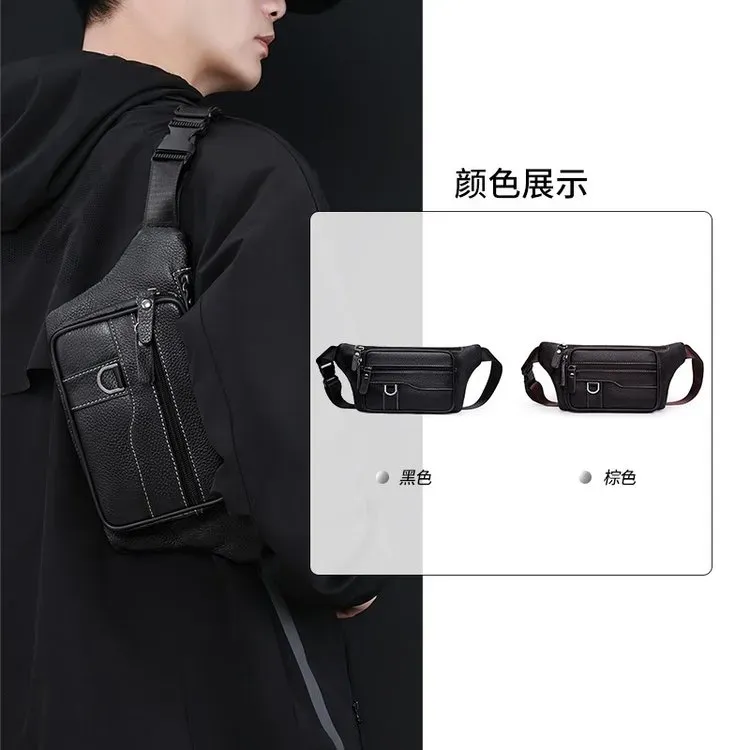 Tas Selempang Pria Bahan Kain Polos Warna Hitam Bentuk Kotak Tali Lebar Resleting Grosir Import