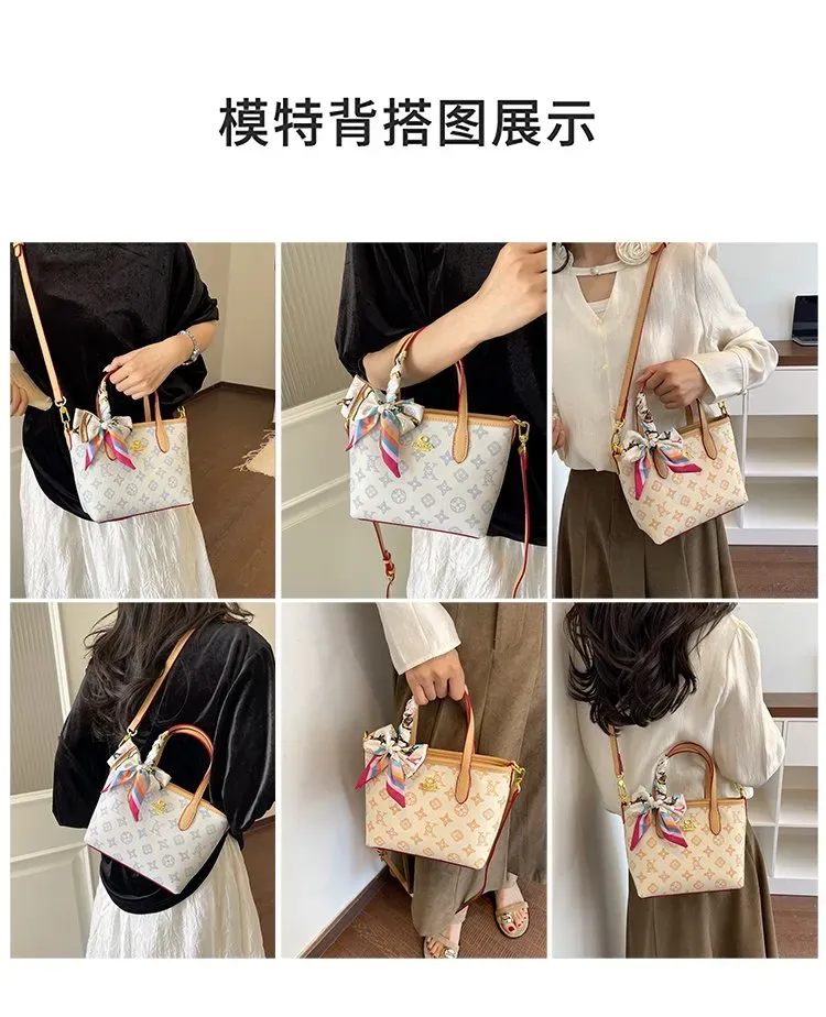 Tas Selempang Wanita Bahan PU Sintetis Motif Print Bentuk Kotak Tali Panjang Model Import