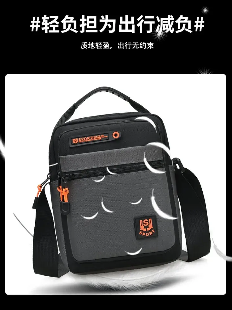 Tas Selempang Pria Bahan Nylon Polos Warna Hitam Bentuk Kotak Tali Panjang Model Import