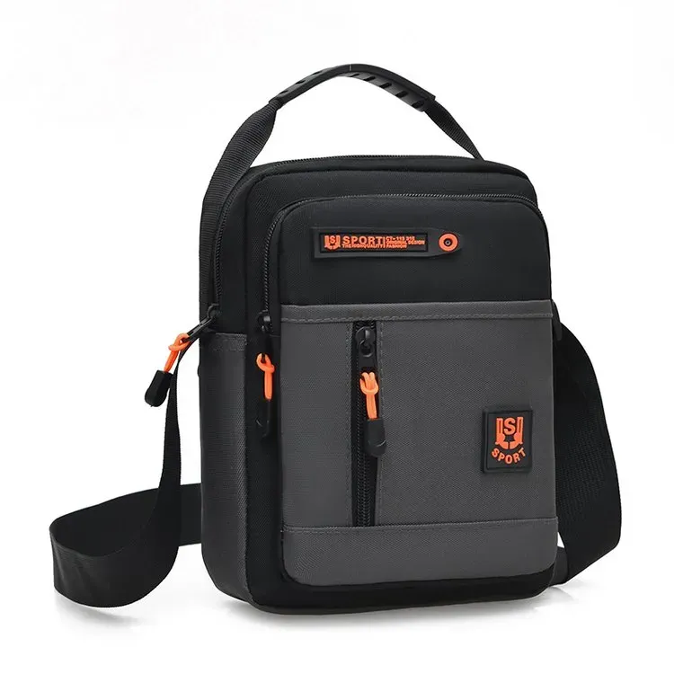 Tas Selempang Pria Bahan Nylon Polos Warna Hitam Bentuk Kotak Tali Panjang untuk Toko Online
