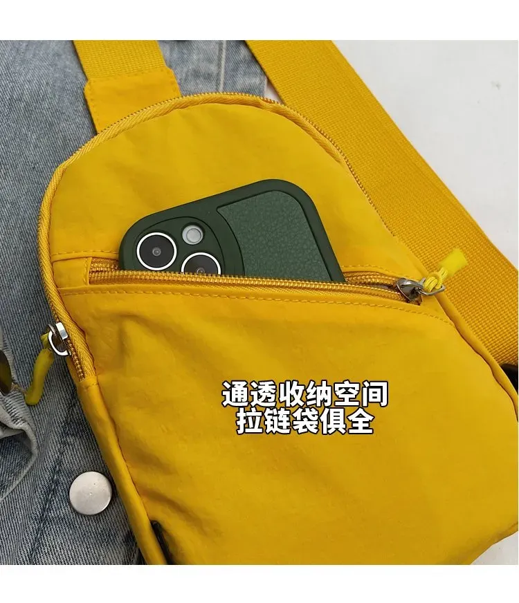 Tas Selempang Wanita Bahan Kain Polos Warna Kuning Bentuk Kotak Tali Lebar Grosir Import
