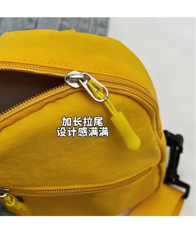 Tas Selempang Wanita Bahan Kain Polos Warna Kuning Bentuk Kotak Tali Lebar Grosir Import