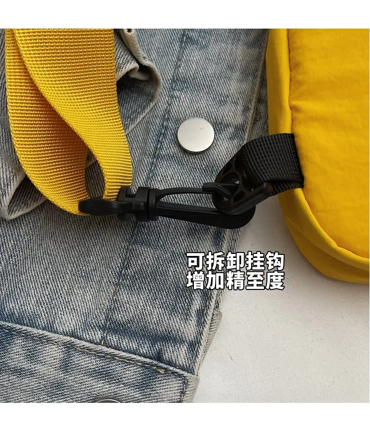 Tas Selempang Wanita Bahan Kain Polos Warna Kuning Bentuk Kotak Tali Lebar Grosir Import