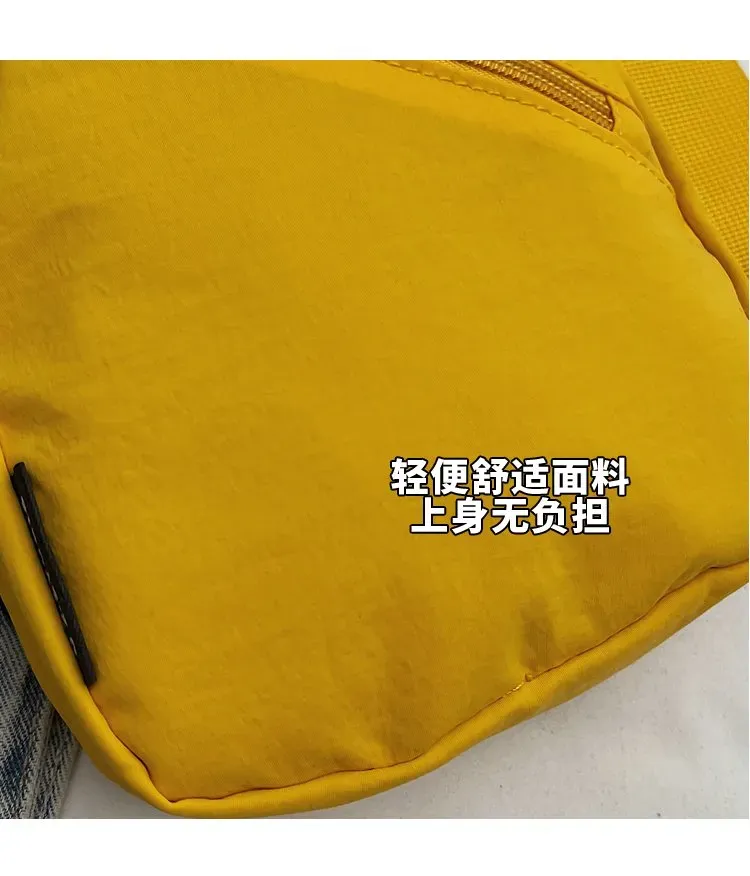 Tas Selempang Wanita Bahan Kain Polos Warna Kuning Bentuk Kotak Tali Lebar Grosir Import