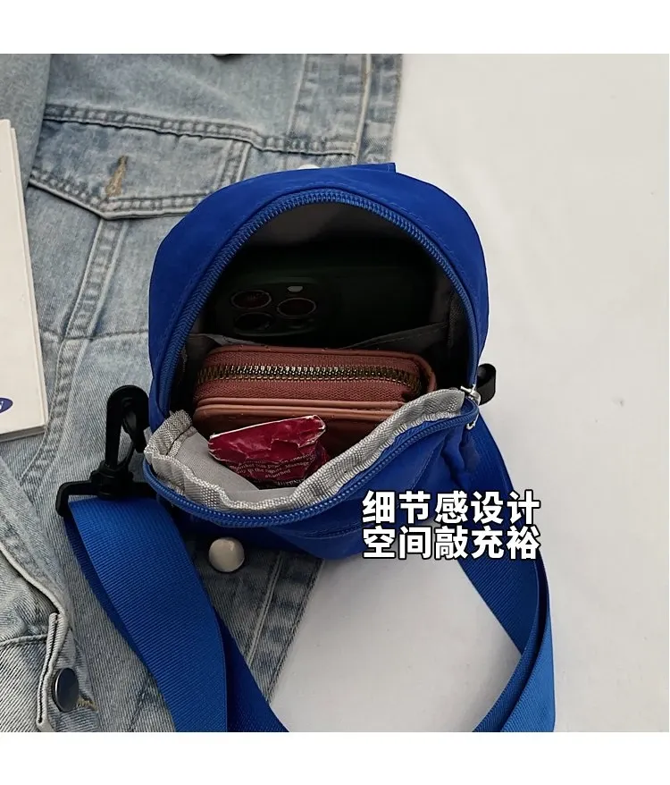 Tas Selempang Wanita Bahan Nylon Polos Warna Biru Bentuk Kotak Tali Lebar Grosir Import