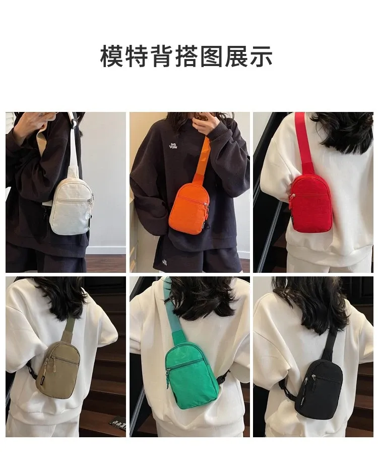 Tas Selempang Wanita Bahan Nylon Polos Warna Biru Bentuk Kotak Tali Lebar Grosir Import