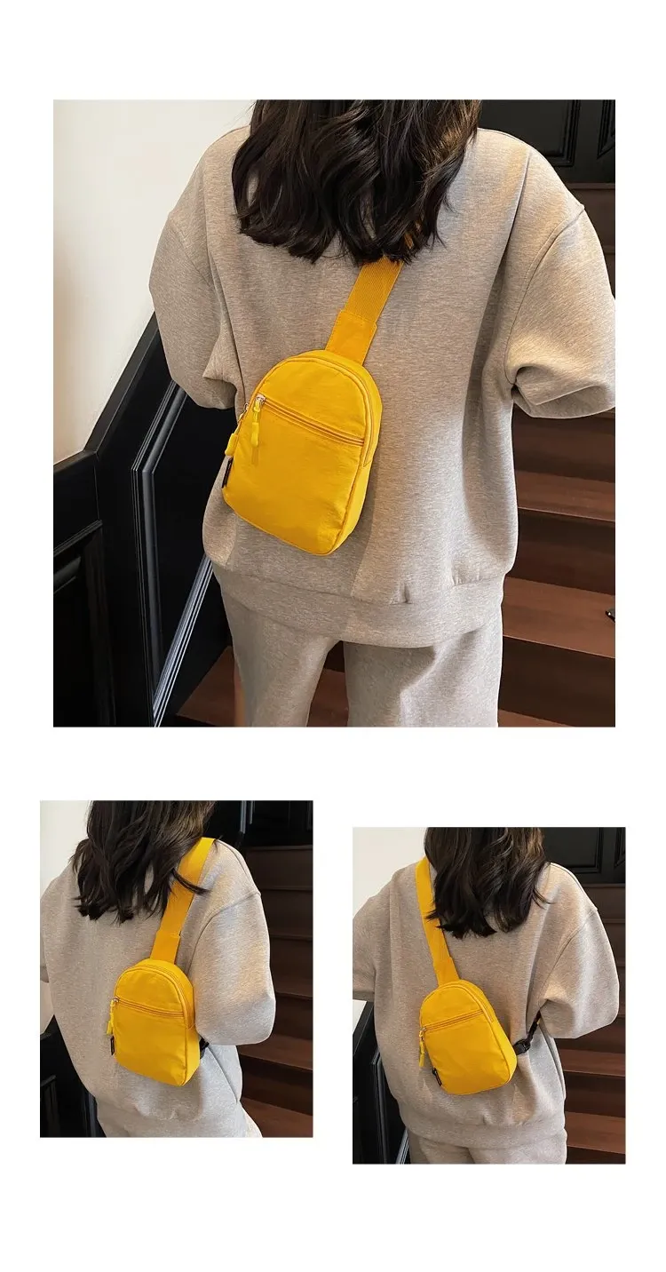 Tas Selempang Wanita Bahan Nylon Polos Warna Biru Bentuk Kotak Tali Lebar Grosir Import