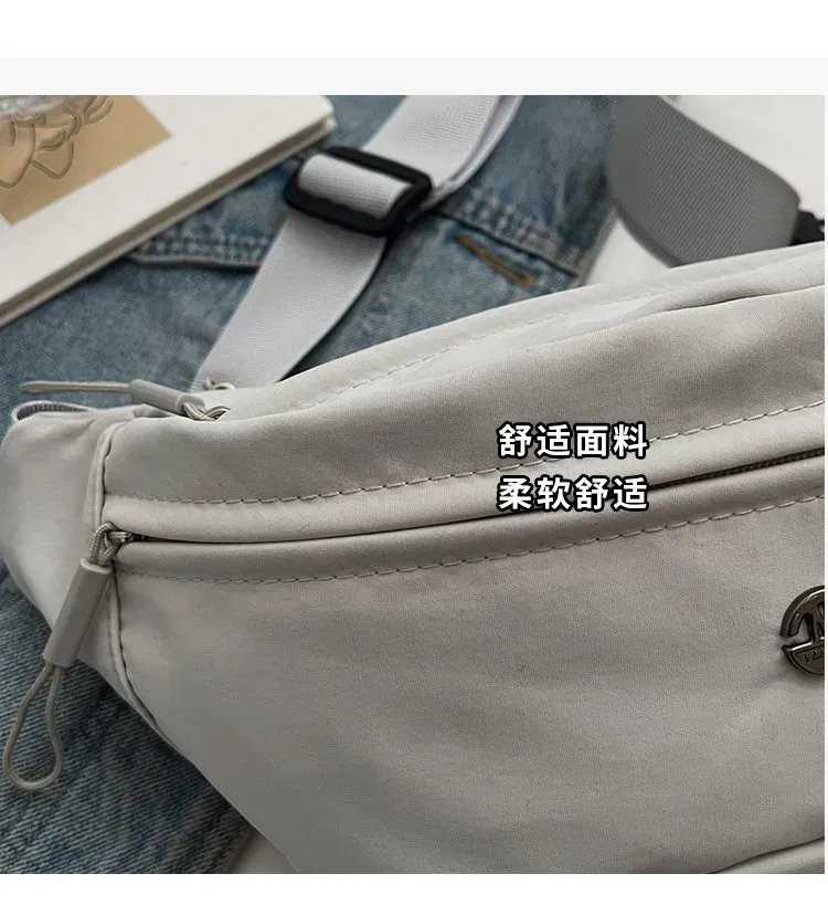 Tas Selempang Pria Bahan Nylon Polos Warna Abu-Abu Bentuk Kotak Tali Panjang Stok China