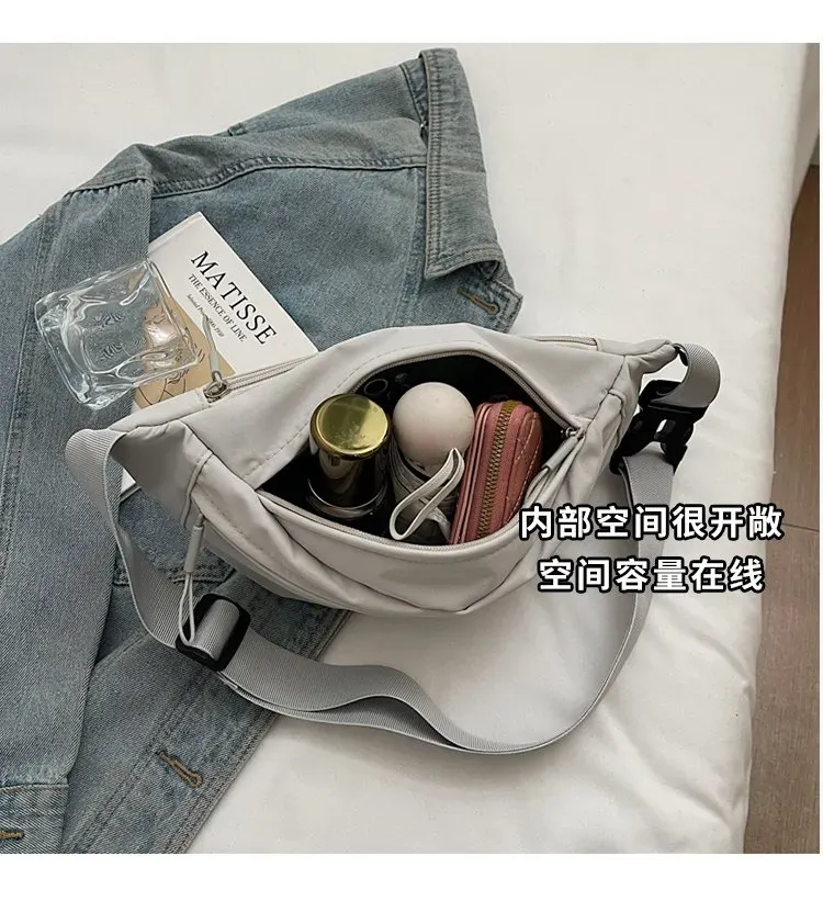 Tas Selempang Pria Bahan Nylon Polos Warna Abu-Abu Bentuk Kotak Tali Panjang Stok China
