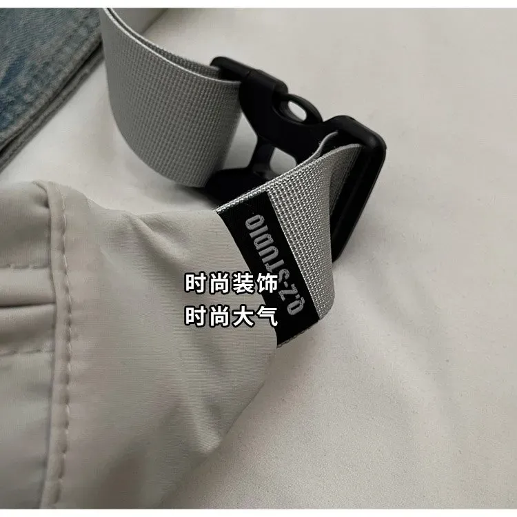 Tas Selempang Pria Bahan Nylon Polos Warna Abu-Abu Bentuk Kotak Tali Panjang Stok China