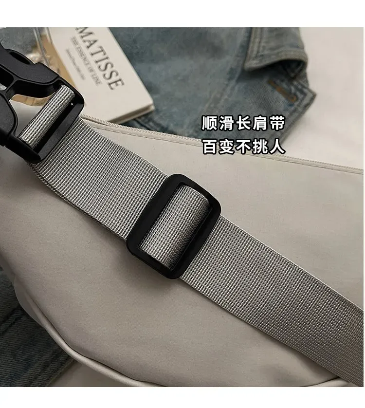 Tas Selempang Pria Bahan Nylon Polos Warna Abu-Abu Bentuk Kotak Tali Panjang Stok China