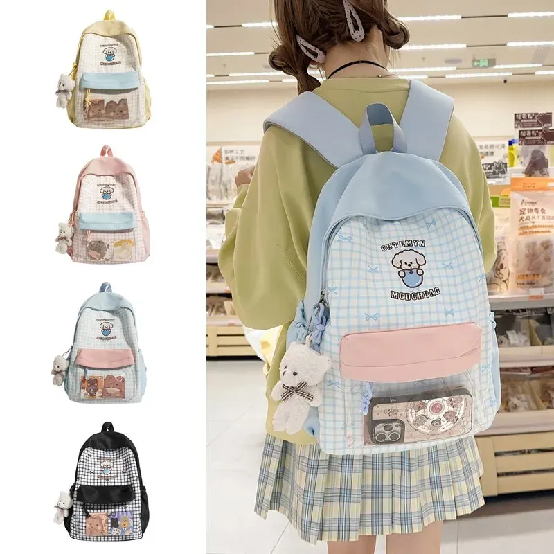 Tas Ransel Wanita Bahan Kain Polos Warna Pink Bentuk Kotak Tali Lebar Resleting Grosir Import