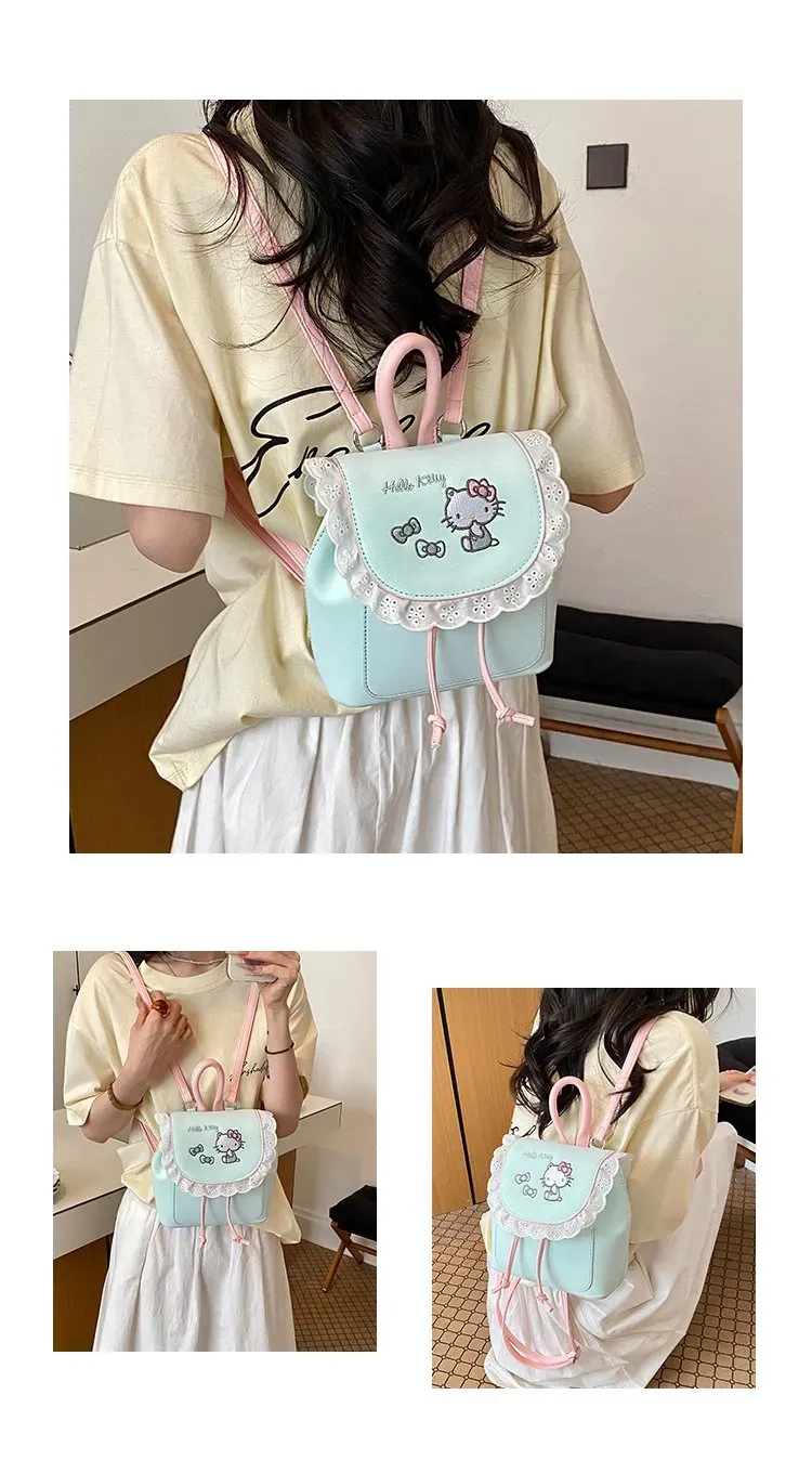 Tas Ransel Wanita Bahan PU Sintetis Motif Print Warna Pink Bentuk Kotak Tali Koleksi Reseller