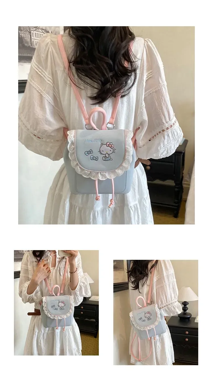 Tas Ransel Wanita Bahan PU Sintetis Motif Print Warna Pink Bentuk Kotak Tali Koleksi Reseller