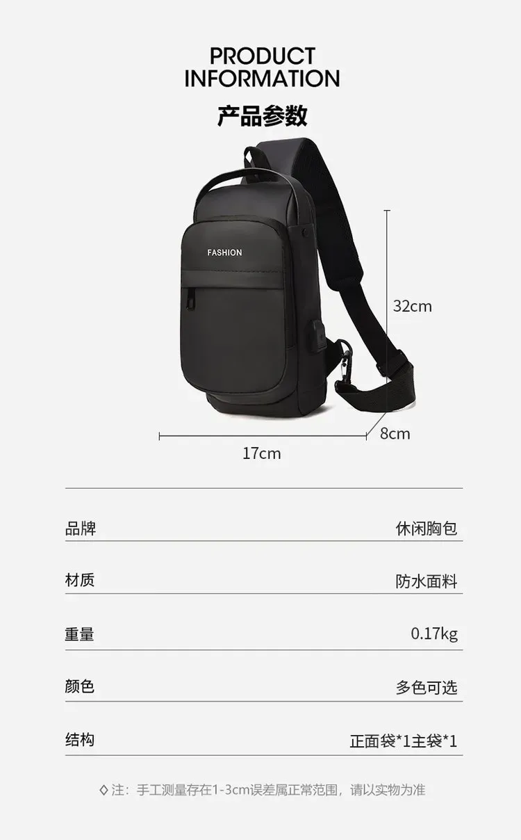 Tas Selempang Pria Bahan Nylon Polos Warna Hitam Bentuk Kotak Tali Lebar Pilihan Reseller