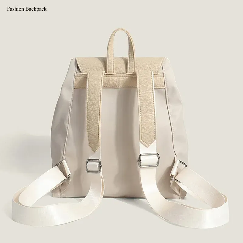 Tas Ransel Wanita Bahan Nylon Polos Bentuk Kotak Tali Panjang Resleting Harian Grosir Import