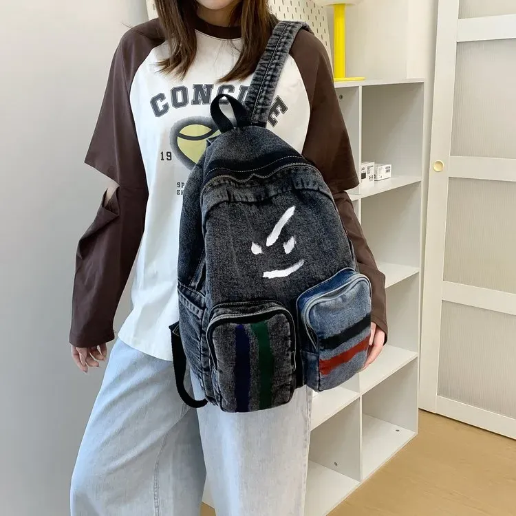 Tas Ransel Wanita Bahan Nylon Warna Putih Resleting Grosir Import