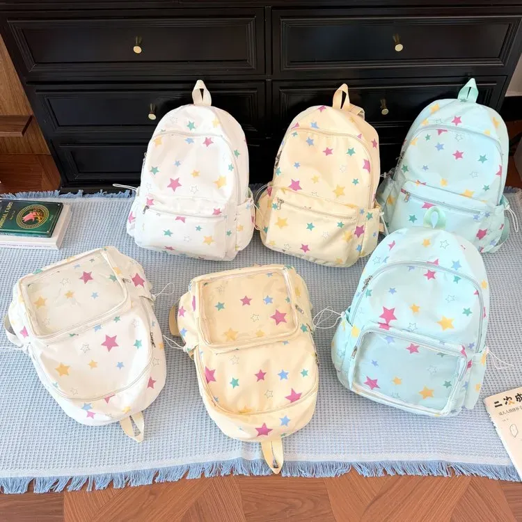 Tas Ransel Wanita Bahan Nylon Warna Putih Resleting Grosir Import