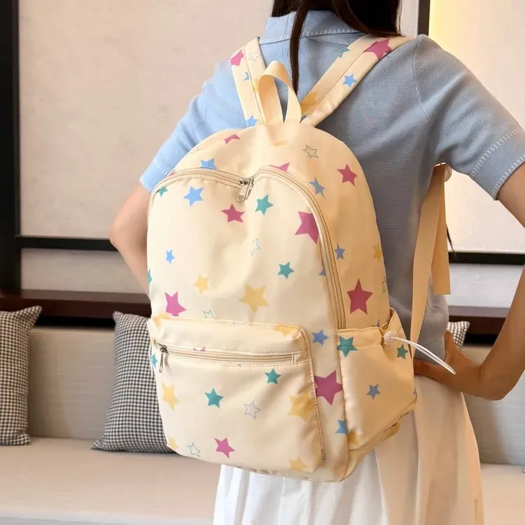 Tas Ransel Wanita Bahan Nylon Warna Putih Resleting Grosir Import