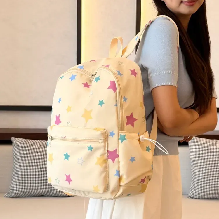 Tas Ransel Wanita Bahan Nylon Warna Putih Resleting Grosir Import