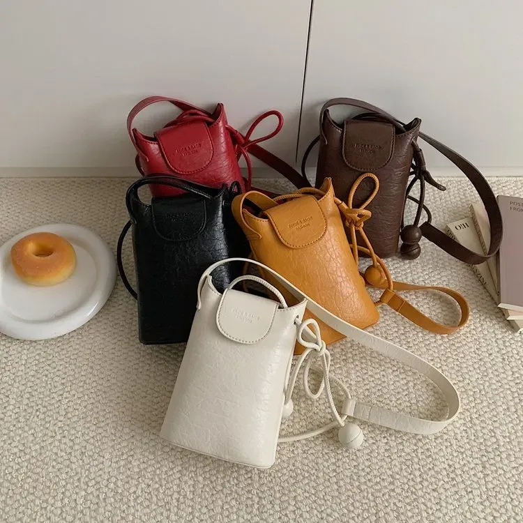 Tas Selempang Wanita Bahan PU Sintetis Motif Polkadot Bentuk Kotak Tali Serut Grosir Import