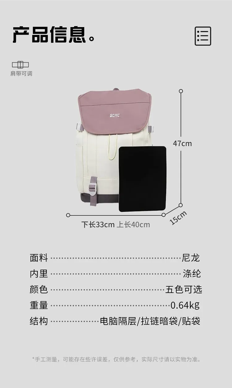 Tas Ransel Wanita Bahan Nylon Polos Bentuk Kotak Tali Lebar Resleting untuk Reseller