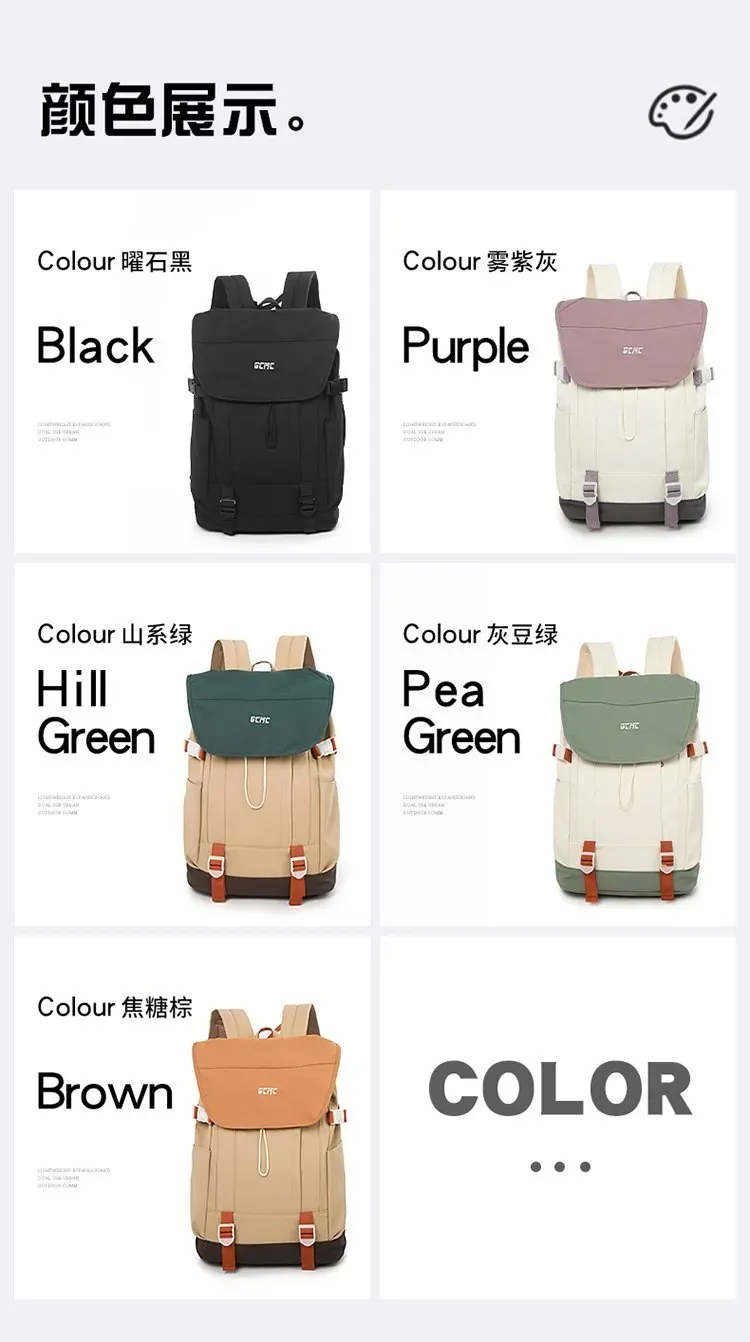 Tas Ransel Wanita Bahan Nylon Polos Bentuk Kotak Tali Lebar Resleting untuk Reseller