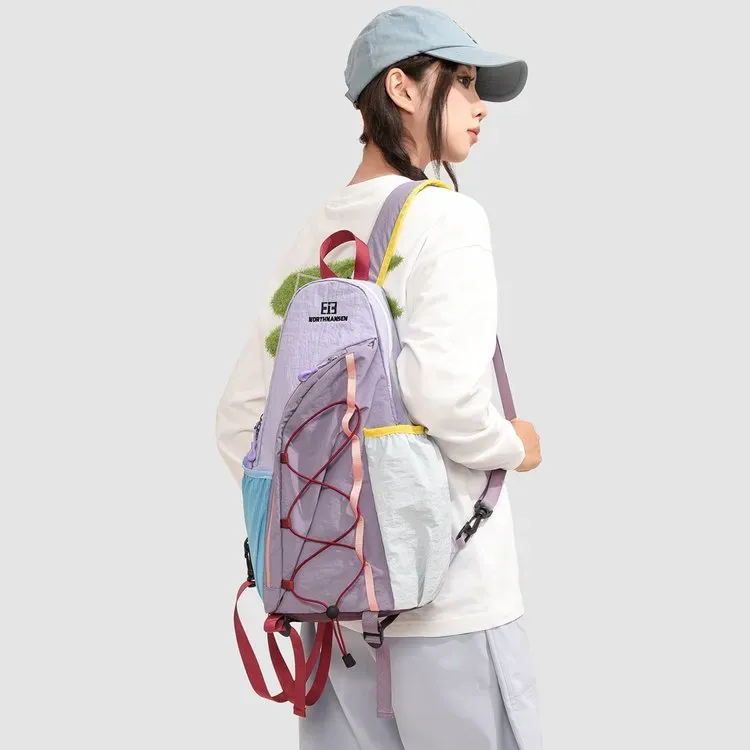 Tas Ransel Wanita Bahan Nylon Polos Warna Pink Bentuk Kotak Tali Lebar Resleting Harga Grosir
