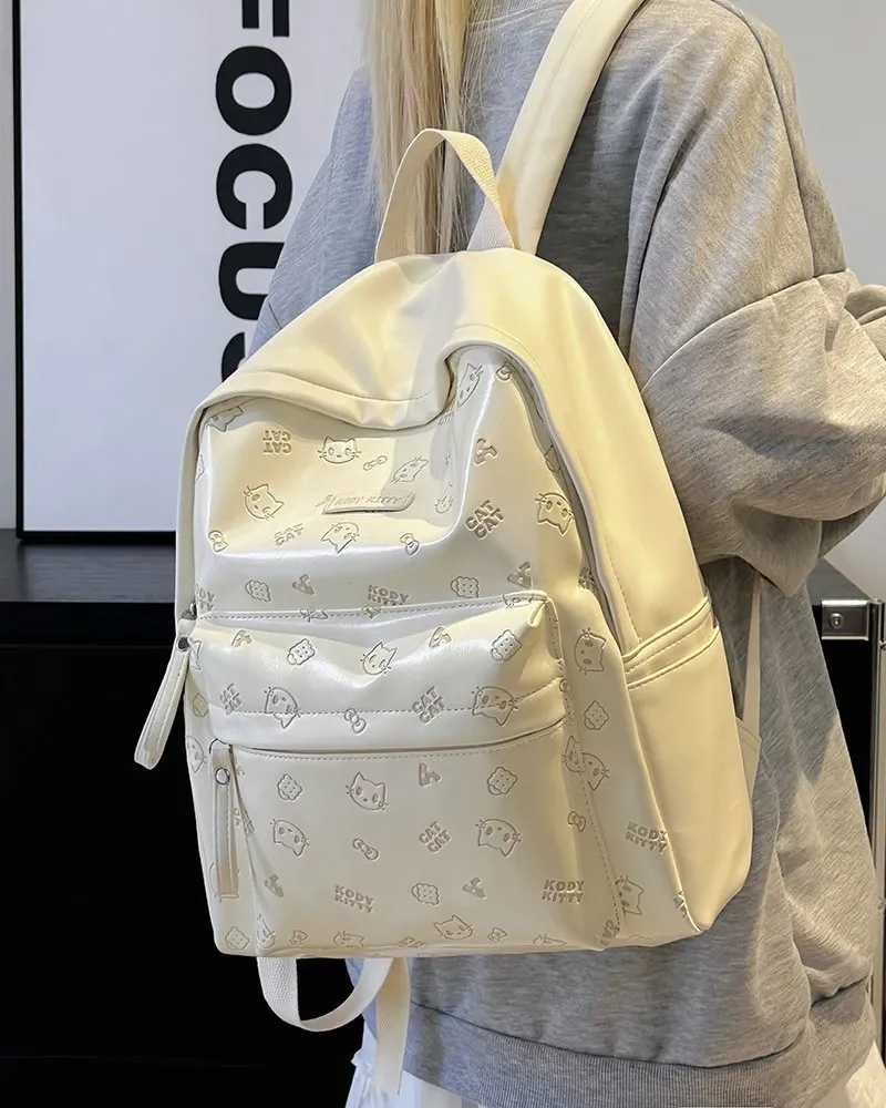 Tas Ransel Anak Bahan PU Sintetis Motif Print Bentuk Kotak Tali Panjang Grosir Import