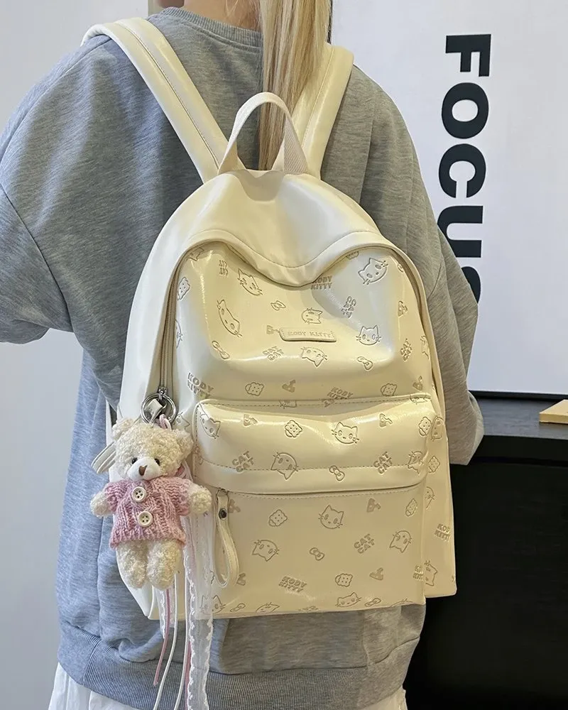 Tas Ransel Anak Bahan PU Sintetis Motif Print Bentuk Kotak Tali Panjang Grosir Import