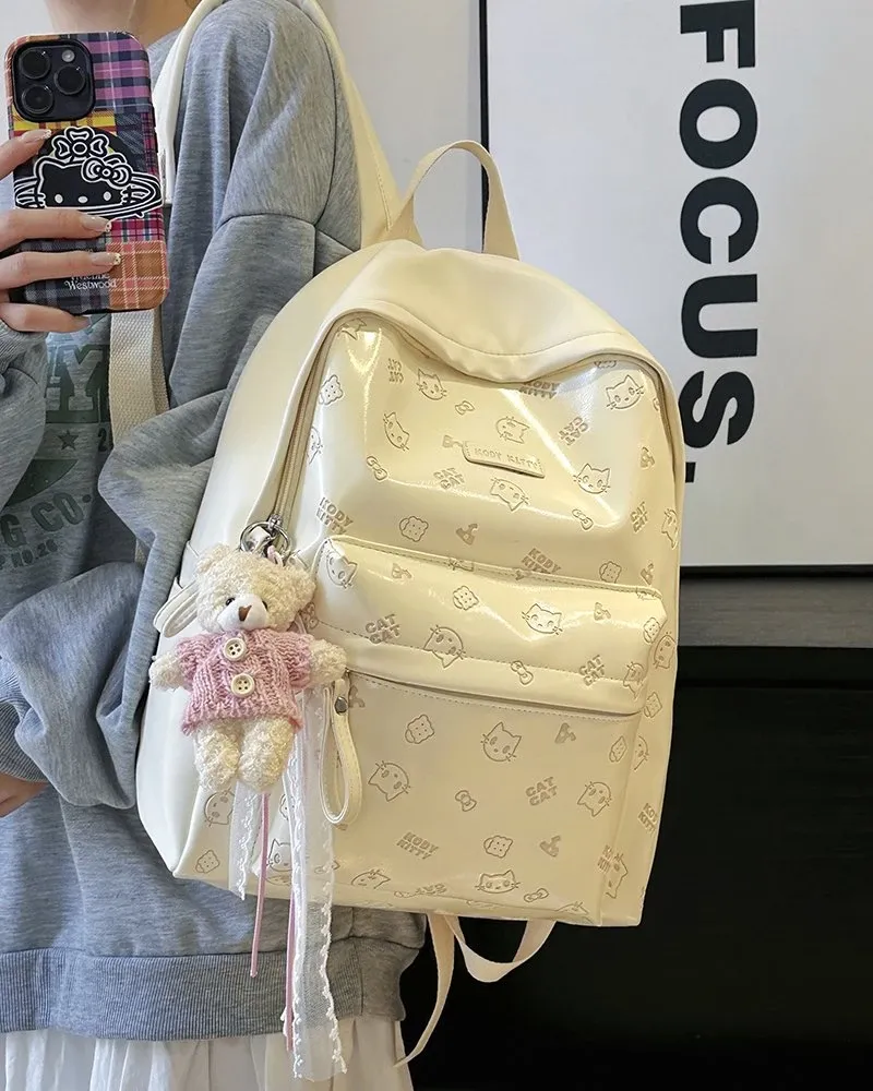 Tas Ransel Anak Bahan PU Sintetis Motif Print Bentuk Kotak Tali Panjang Grosir Import