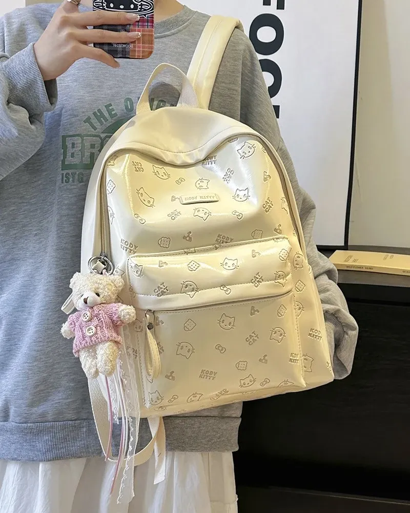 Tas Ransel Anak Bahan PU Sintetis Motif Print Bentuk Kotak Tali Panjang Grosir Import