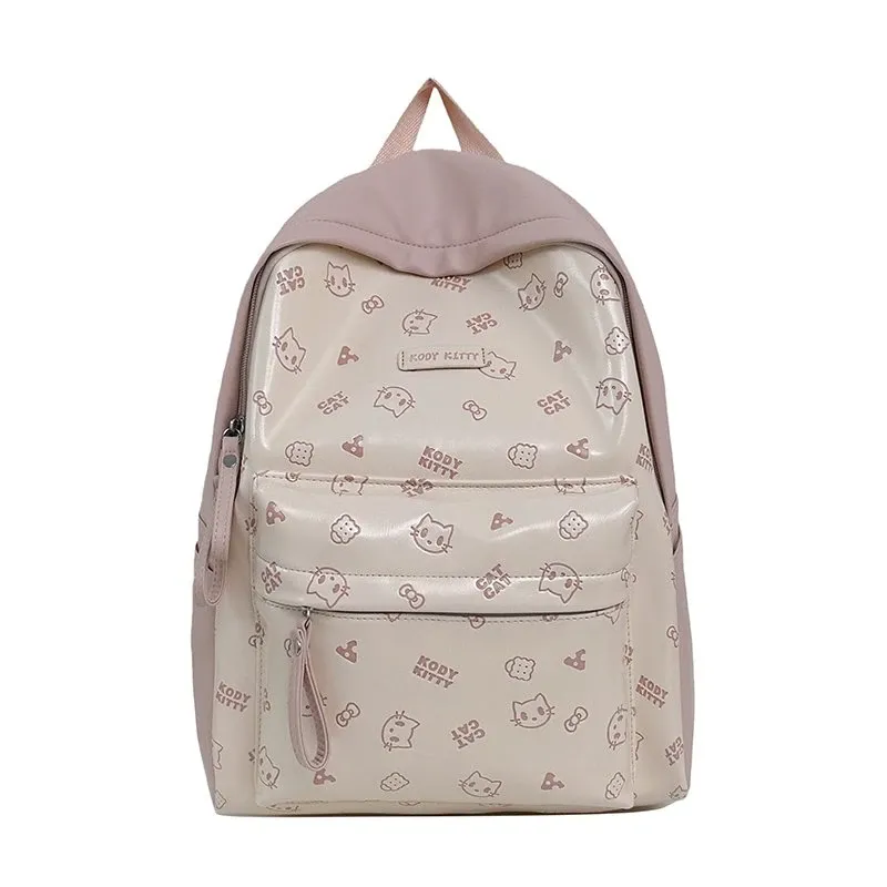 Tas Ransel Anak Bahan PU Sintetis Motif Print Bentuk Kotak Tali Panjang Grosir Import