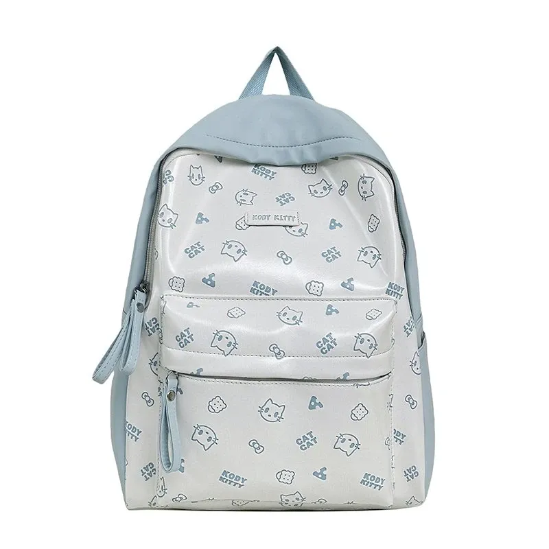 Tas Ransel Anak Bahan PU Sintetis Motif Print Bentuk Kotak Tali Panjang Grosir Import