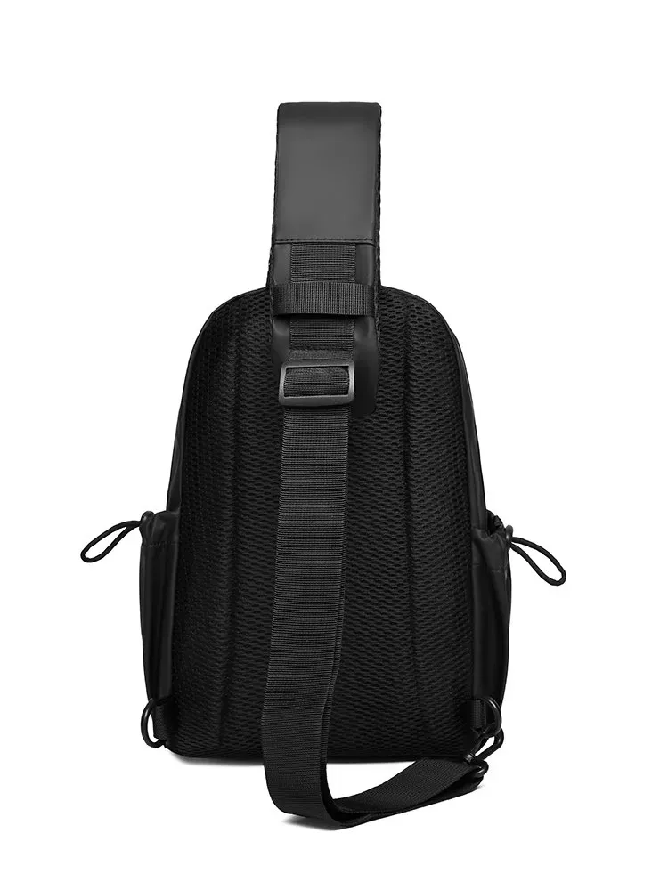 Tas Selempang Pria Bahan Nylon Polos Warna Biru Bentuk Kotak Tali Lebar Resleting Grosir Import