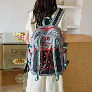 Tas Ransel Wanita Bahan Nylon Polos Warna Merah Bentuk Kotak Tali Rantai Grosir Import