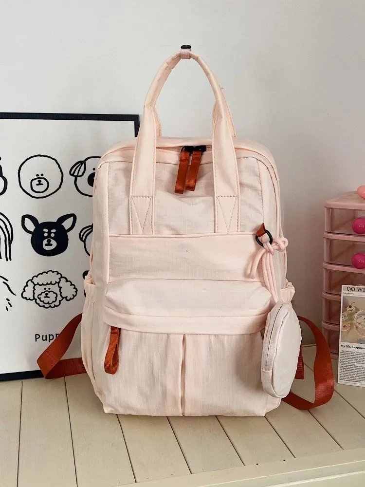 Tas Selempang Wanita Bahan Nylon Polos Warna Abu-Abu Bentuk Kotak Tali Panjang Resleting