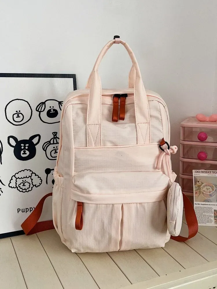 Tas Selempang Wanita Bahan Nylon Polos Warna Abu-Abu Bentuk Kotak Tali Panjang Resleting
