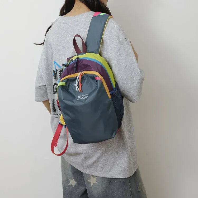 Tas Selempang Wanita Bahan Nylon Polos Warna Biru Bentuk Kotak Tali Panjang Grosir Import
