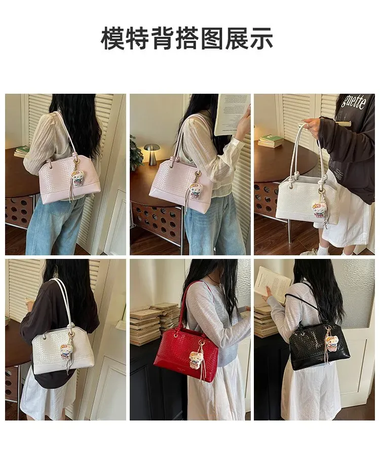 Tas Selempang Wanita Bahan PU Sintetis Motif Print Warna Pink Bentuk Kotak Tali Resleting