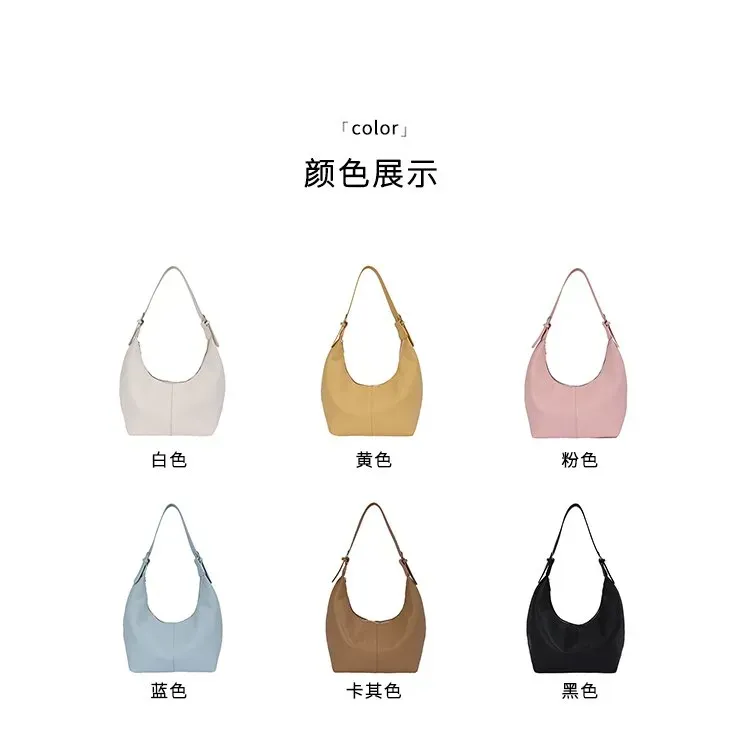 Tas Selempang Wanita Bahan PU Sintetis Polos Warna Pink Model Hobo Tali Panjang Grosir Import