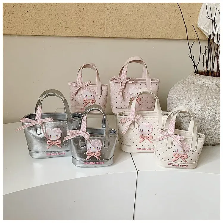 Tas Selempang Wanita Bahan PU Sintetis Motif Polkadot Warna Pink Bentuk Kotak Resleting Grosir