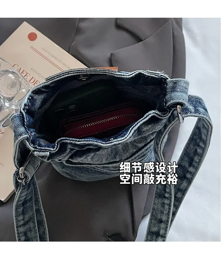 Tas Selempang Wanita Bahan PU Sintetis Polos Warna Biru Bentuk Kotak Tali Model Import