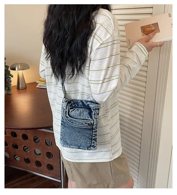 Tas Selempang Wanita Bahan PU Sintetis Polos Warna Biru Bentuk Kotak Tali Model Import